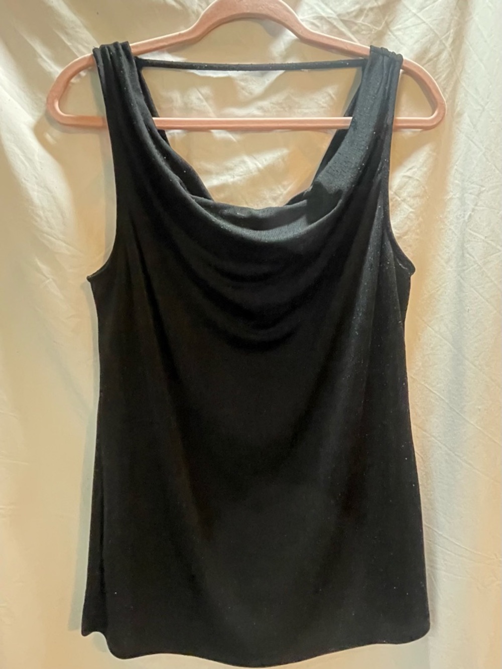 Jennifer Lopez Black Sparkle Draped Top Large